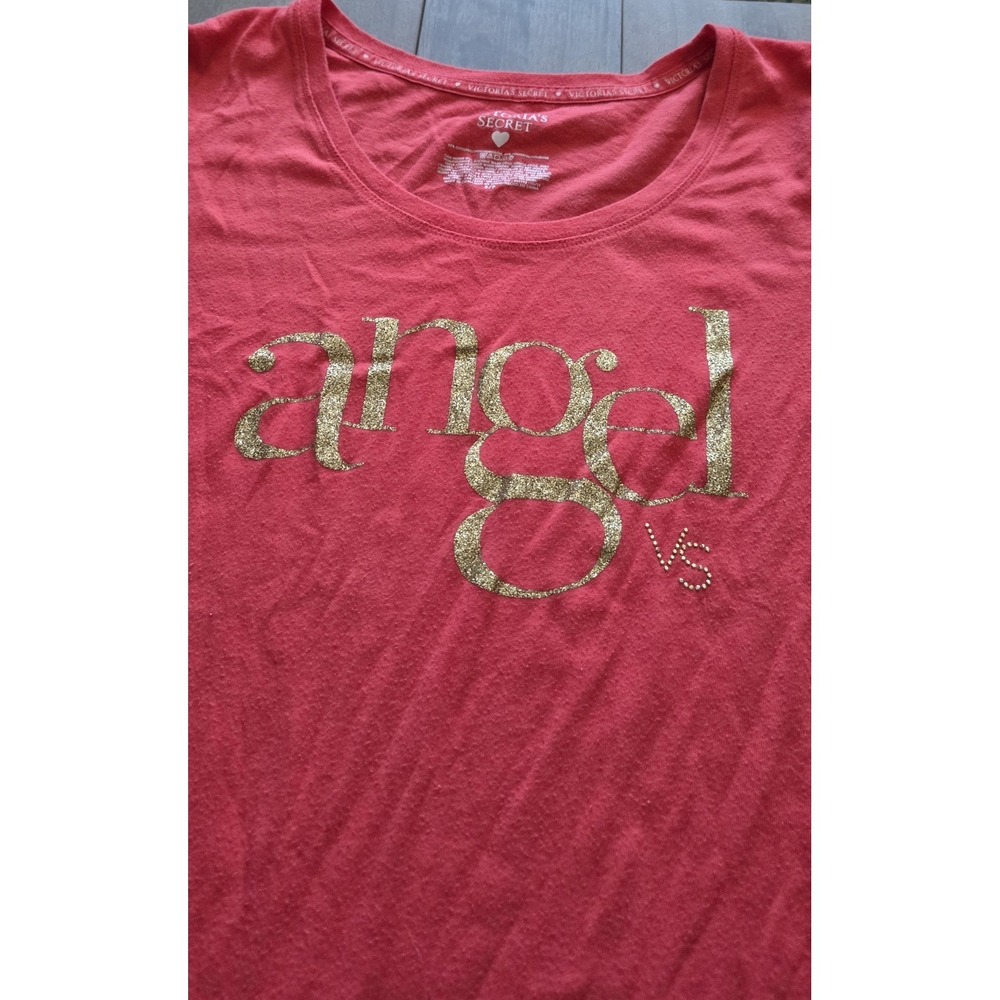 Victoria's Secret Angel Y2K Short Sleeve Red Sleep Dress W/ Gold Glitter Women S - Picture 2 of 6